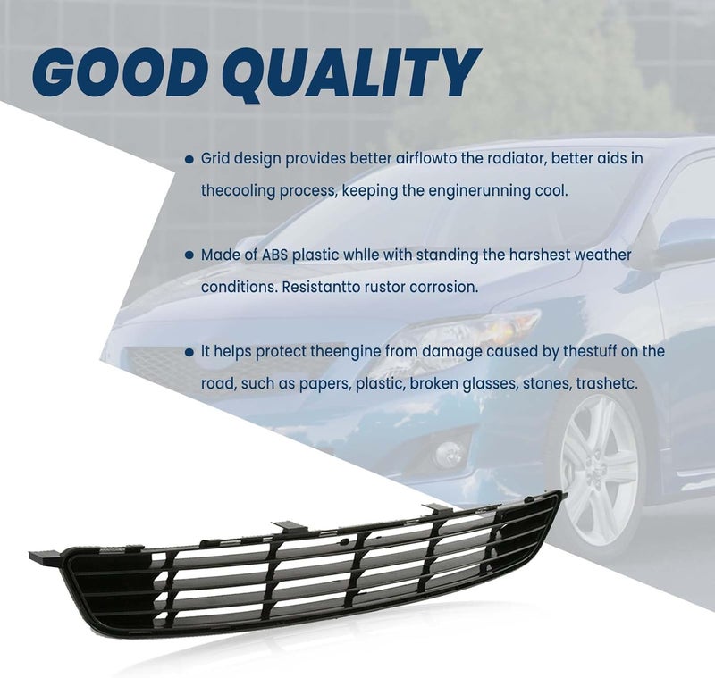 Kspeed Front Bumper Mesh Air Intake Grille Replacement Shield fits 2009 2010 Toyota Corolla Front Black Air Intake Grill Replacement Kit 5311202120 TO1036111 - Image 5